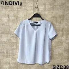 高級 とろみ素材【INDIVI】Vネック半袖ブラウス　SIZE38