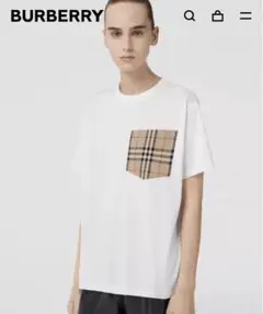 BURBERRY ヴィンテージチェックポケット コットン オーバ―サイズTシャツ