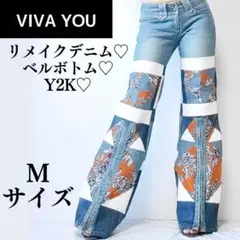 90s 00s archiveリメイクデニム　ベルボトム　Y2K グランジ