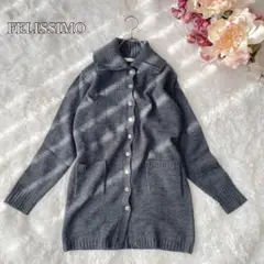 ⚫︎フェリシモFELISSIMO ベルテッドニットカーディガン（L）ウール混