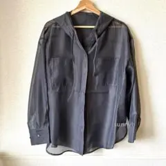 値下不可　tiptop アソートシアーフードBIGシャツ　チャコールグレー