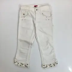 TO BE CHIC　トゥービーシック　ビジュー　ホワイトデニムパンツ　M