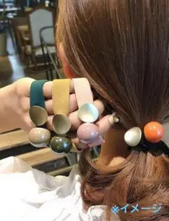 ヘアゴム　太め　くすみカラー　4本セット