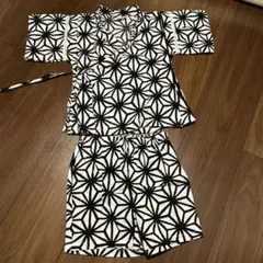 petit main 甚平 100cm 白黒幾何学模様
