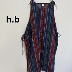 【h.b】エイチビー　ノースリーブ　ロングワンピース　フリーサイズ　総柄　インド