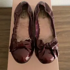 ミュウミュウ☆バレエシューズ☆リボンエナメル☆37☆24cm