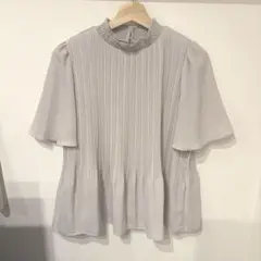半袖 プリーツフレアブラウス