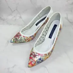 【極美品】TALANTON レザーカットパンプス 24.0㎝ マルチカラー