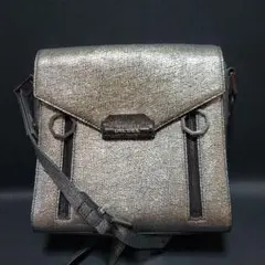 【美品】 DIESEL ショルダーバッグ メタリックグレー レザー レディース