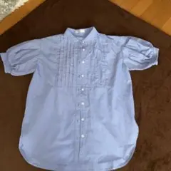 &.NOSTALGIAライトブルー ピンタック 半袖シャツ