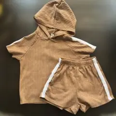 SHEIN リブ編みフード セットアップ