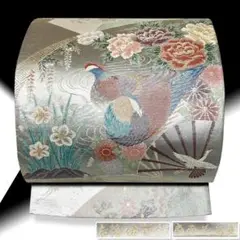 美品正絹【極上逸品】本箔佐賀錦【扇面花鳥文】袋帯お仕立て上がり