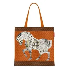 馬模様 エコバッグ オレンジ 大型尺寸去：40*45cm