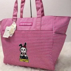 【極美品】ジャックバニー トートバッグ ドラミちゃん ピンク 千鳥柄 大容量