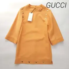 GUCCI グッチ メタルアクセント ショートワンピース オレンジ サイズ36
