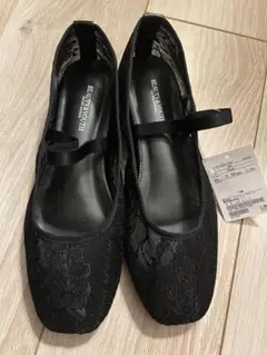 【新品】BEAUTY&YOUTH 黒　レースバレエシューズ　36ハーフ　23.5