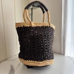 【美品】A POINT ETC　カゴバッグ　ハンドバッグ　バケツ　ブラウン　本革