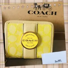 COACH 折り財布 コンパクトファスナー イエロー
