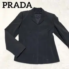 317 PRADA テーラードジャケット レディース 黒 イタリア44 L