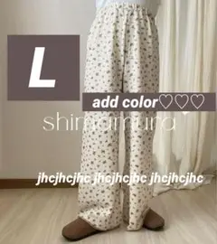 新品しまむら花柄ハナガラワッフルイージーパンツNATSUMI add color