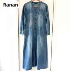 美品Ranan ロング丈 デニム ワンピース ブルー M