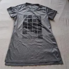 DANSKIN　グレー　ストレッチ柄ロングTシャツ　L