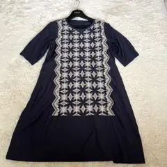 クレッシェント　シルク50% 膝丈　刺繍　ワンピース　キャミ付