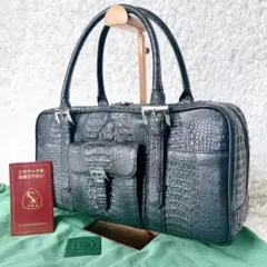 ＊美品【DALUVANI】JRA 本革　クロコダイル　ハンドバッグ　ブラック