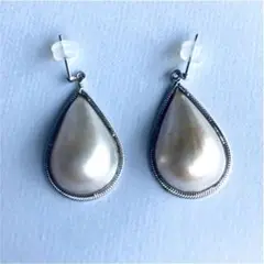 ☆美品 大粒パール ☆ マペパール ピアス ティアドロップ 真珠