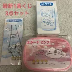 最新スヌーピー 1番クジ ポーチ、グラス、バッグチャーム「お得3点セット‼️」