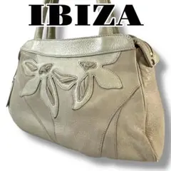 IBIZA イビザ ハンドバッグ レザー　カーキー　花柄