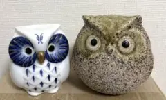 ミミズク貯金箱　2個セット