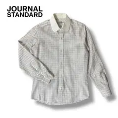 【美品】ジャーナルスタンダード ラウンドカラー 長袖 シャツ チェック 37