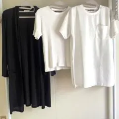 まとめ売り【シンプル白TシャツLサイズ】TシャツL.カーディガンM3点セット