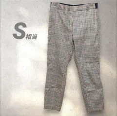 H&Ｍチェック柄 スキニーレギンスパンツ S〜Ｍサイズ　ブラウン系　ストレッチ
