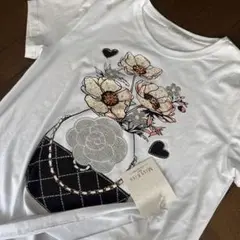 MISSKISS キラキラTシャツインポートカメリアビジューパール