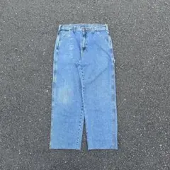 90s FULL BLUE バギーペインターデニム W36 ダメージ カットオフ