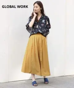 【美品】GLOBAL WORK ギャザー　マキシ　スカーチョ