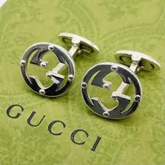 美品⭐️GUCCI インターロッキング カフス カフリンクス シルバー