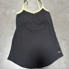 BILLA BONGカップつきリブ編みキャミソール 黒とオリーブグリーン