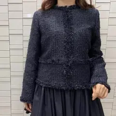 極美品✨24AW エムプルミエ ファンシーツイードノーカラージャケット