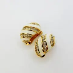 ChristianDior イヤリング ラインストーン 金色 大振り