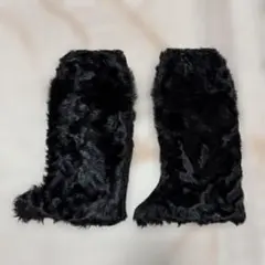 黒リアルラムファー レッグウォーマー