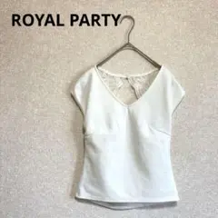 ROYAL PARTY オープンバックレース切替Tシャツ 韓国製 ホワイト F