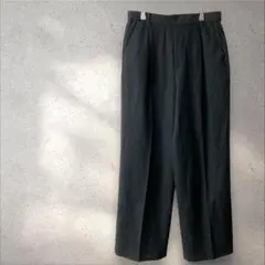 ザショップティーケー【Ｌ】ワイドパンツ 黒 ウエストゴム タック ポケット