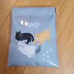 匿名配送 カルディ ぱっちんポーチ ねこ (水色)