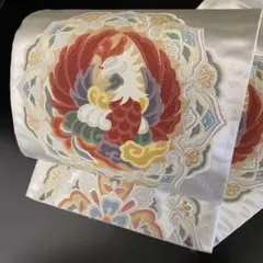 【春】11969b 袋帯 刺繍 金糸 銀糸 鳳凰文様 華紋様