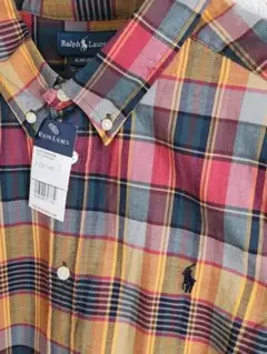 未使用RalphLaurenチェックシャツ半袖コットンボタンダウンラルフローレン