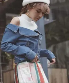 eimy istoire オフショルデニムライダースジャケット S