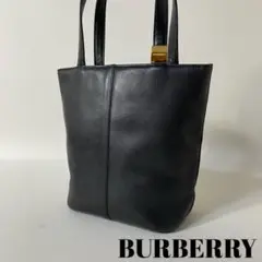 2207-17|美品|バーバリー ノバチェック ハンドバッグ 本革 ブラック